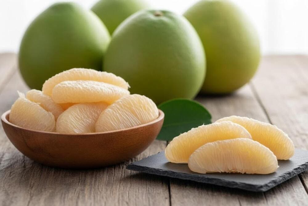 Bưởi năm roi Hậu Giang nổi tiếng với vị ngọt thanh, m&uacute;i mọng nước, &iacute;t hạt.